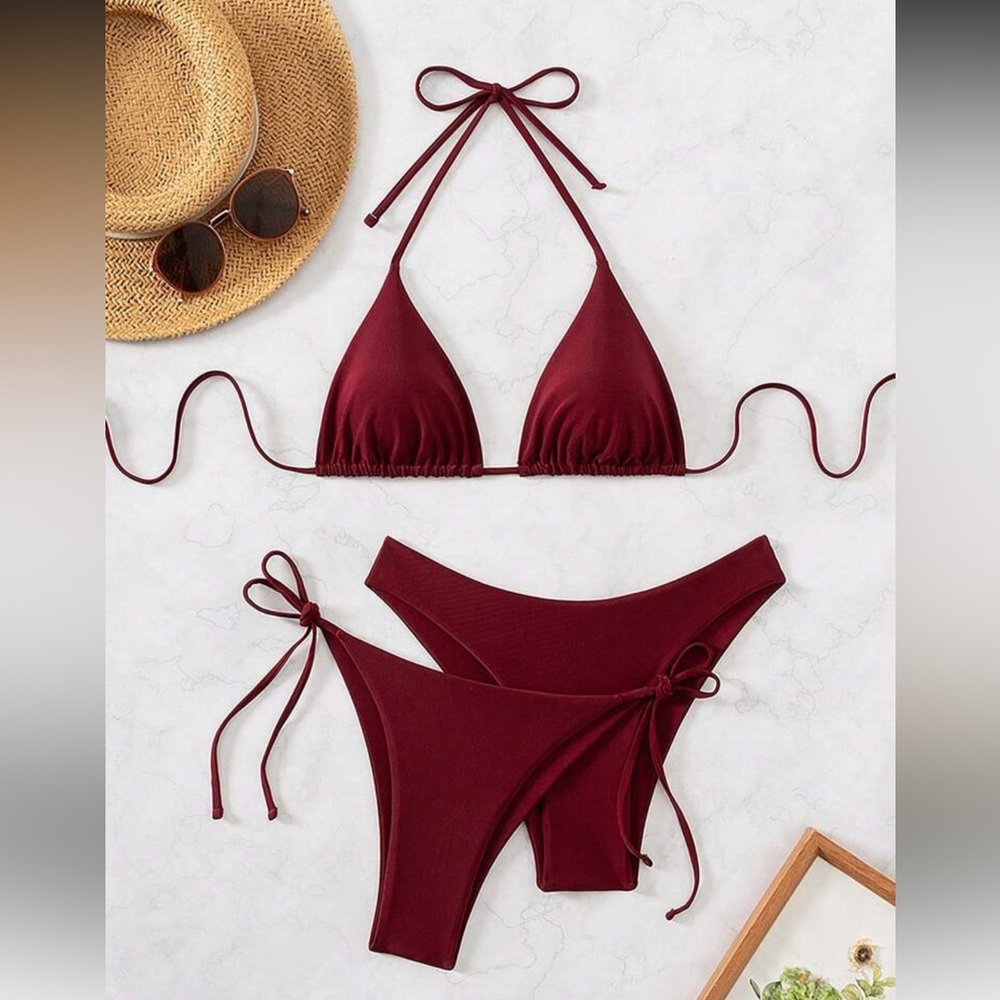 Elegant Burgundy Bikini Set